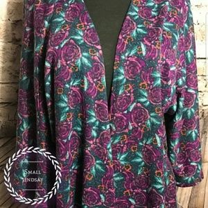 LuLaRoe Lindsay Kimono Purple Roses SZ Small